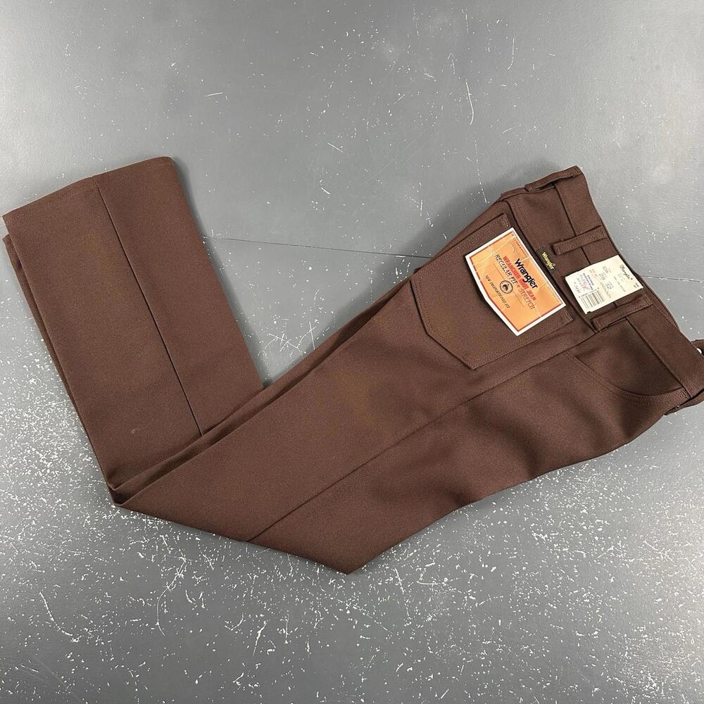 VTG Wrangler Wrancher Slacks Mens 28x32 Brown Regular Fit USA Made Bootcut NWT